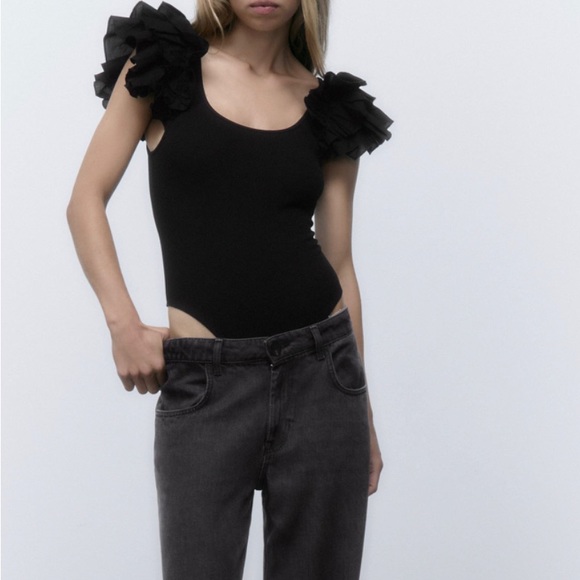 Zara Ruffled Sleeve Body Suit NWT - Picture 1 of 9